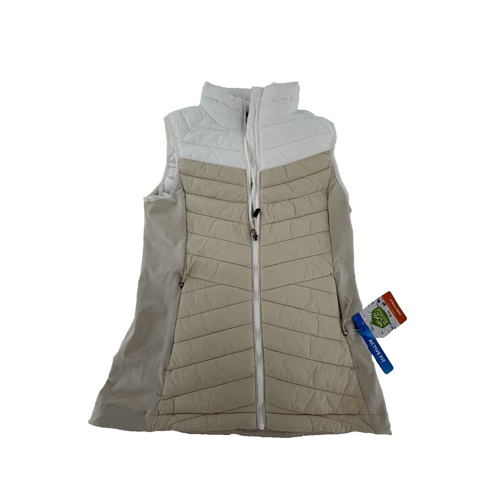 Columbia Powder Pass III Hybrid Vest Womens Insulated White Beige Size XS NWT
